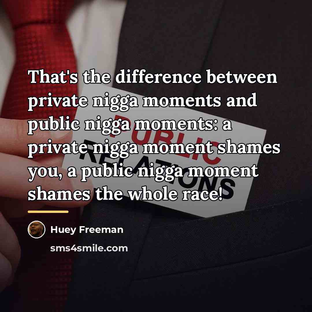 “That's the difference between private nigga moments and public nigga…” quote by Huey Freeman