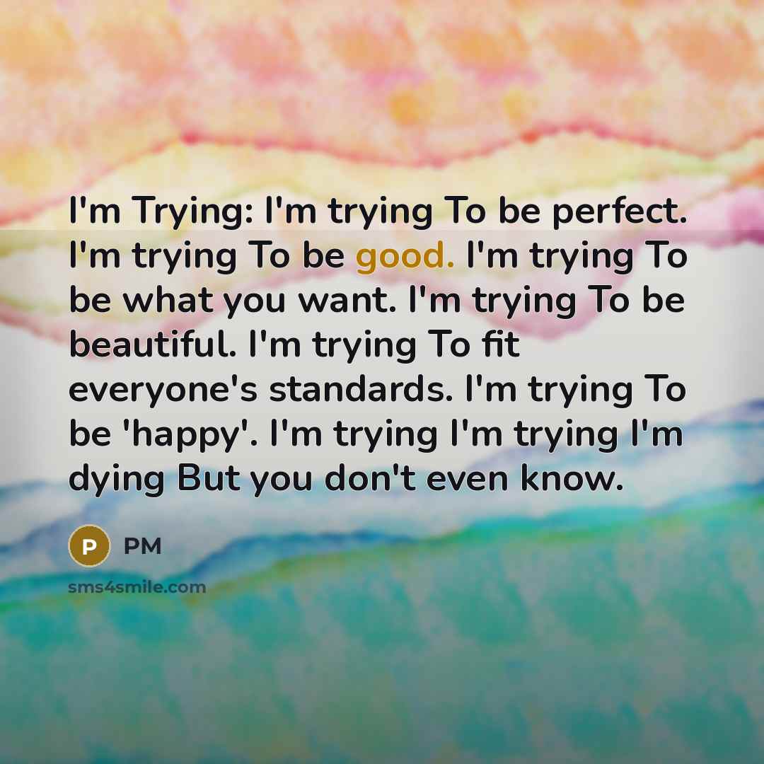 “I'm Trying: I'm trying To be perfect. I'm trying To…” quote by PM