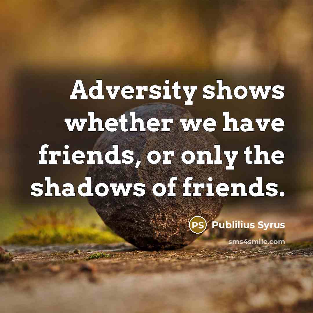 “Adversity shows whether we have friends, or only the shadows…” quote by Publilius Syrus