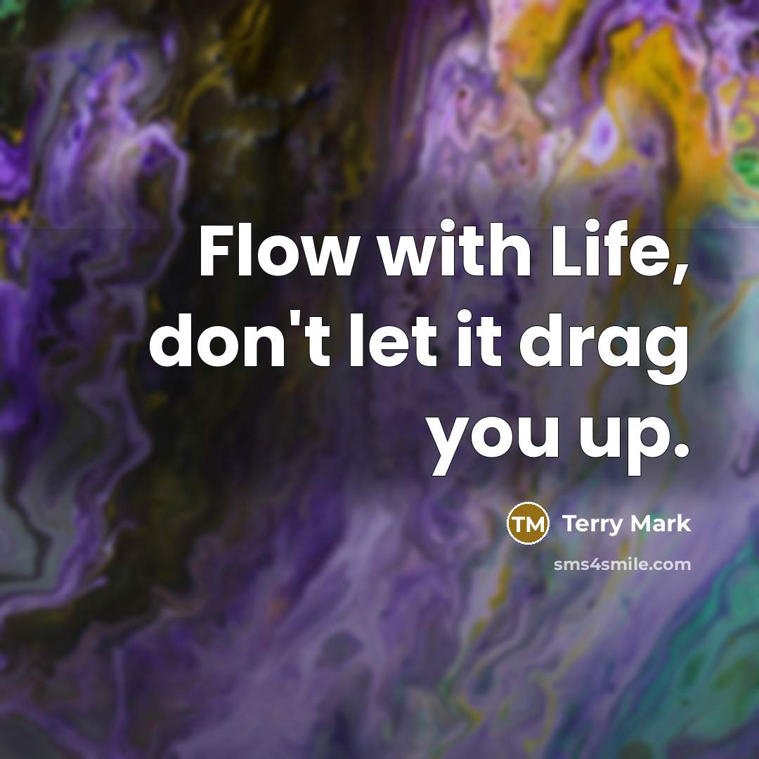 “Flow with Life, don't let it drag you up.” quote by Terry Mark