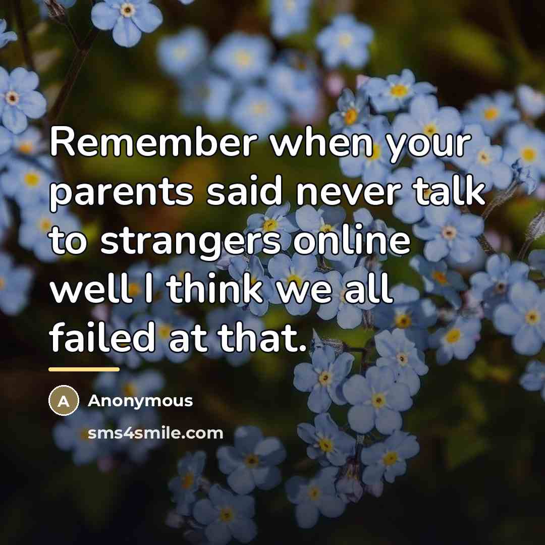 “Remember when your parents said never talk to strangers online…” quote by Anonymous