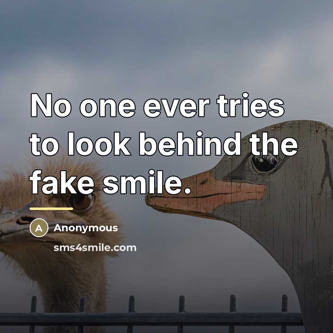 “No one ever tries to look behind the fake smile.…” quote by Anonymous