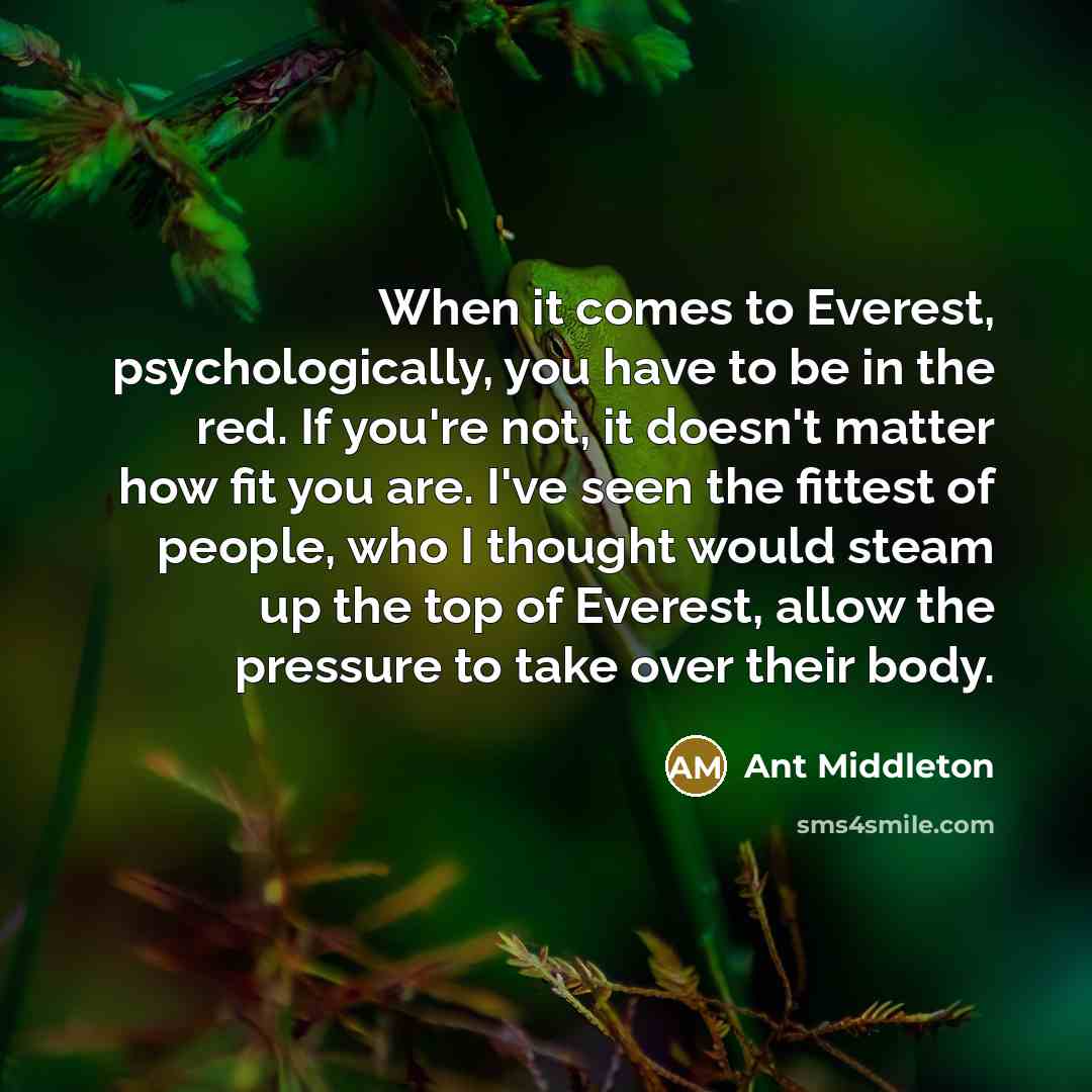 “When it comes to Everest, psychologically, you have to be…” quote by Ant Middleton