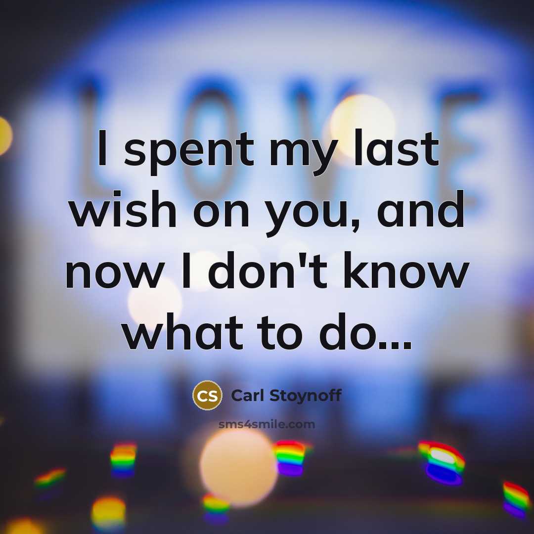 “I spent my last wish on you, and now I…” quote by Carl Stoynoff