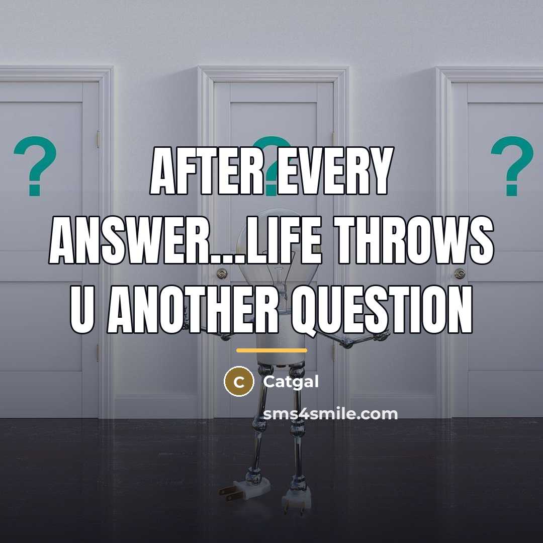 “After every answer...life throws u another question…” quote by Catgal