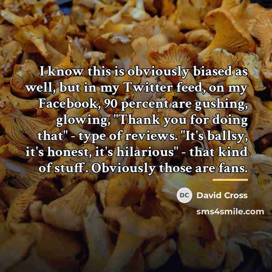 “I know this is obviously biased as well, but in…” quote by David Cross