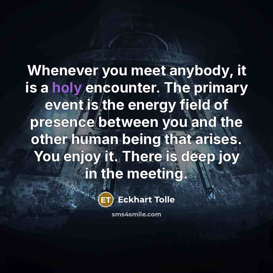 “Whenever you meet anybody, it is a holy encounter. The…” quote by Eckhart Tolle