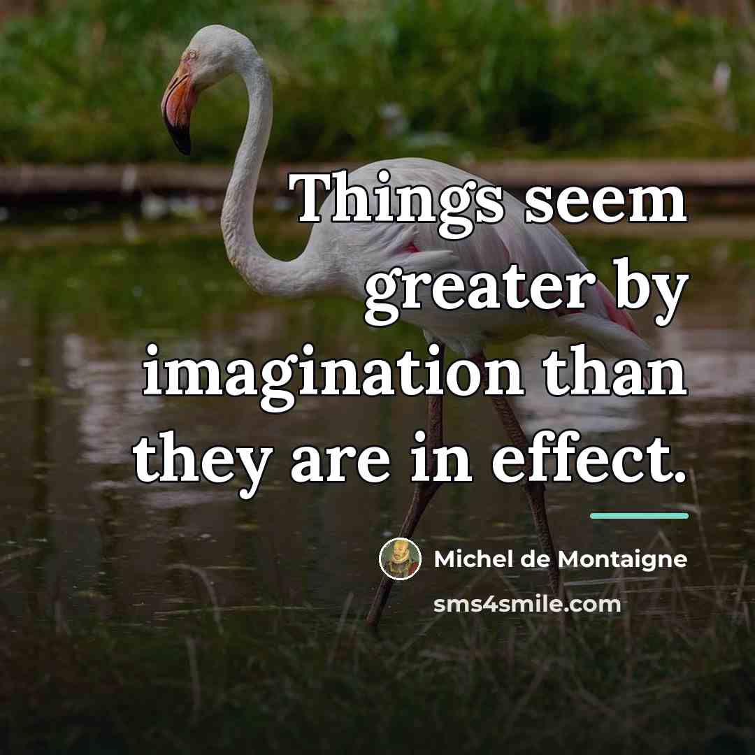 “Things seem greater by imagination than they are in effect.…” quote by Michel de Montaigne