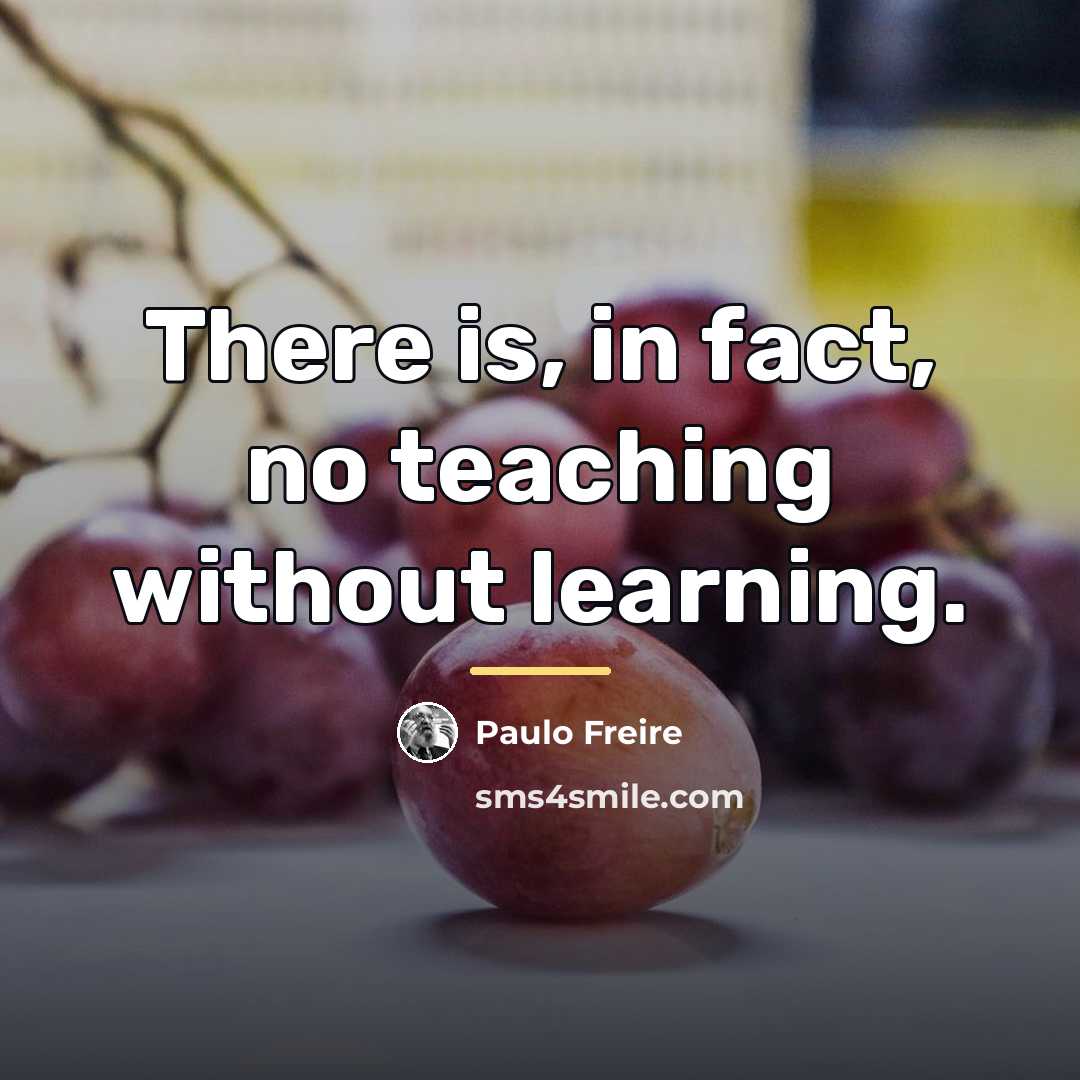“There is, in fact, no teaching without learning.…” quote by Paulo Freire