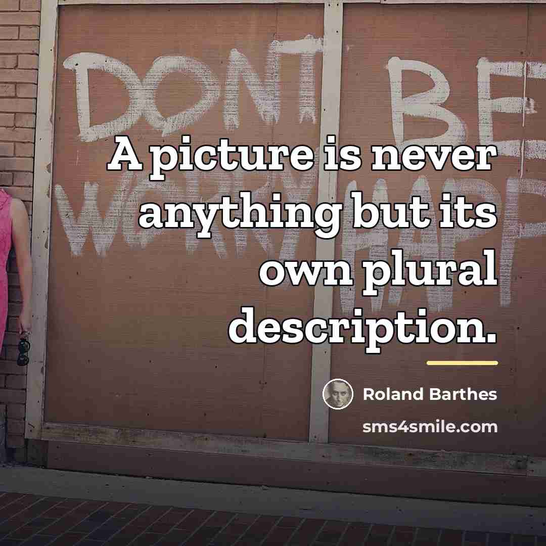“A picture is never anything but its own plural description.…” quote by Roland Barthes