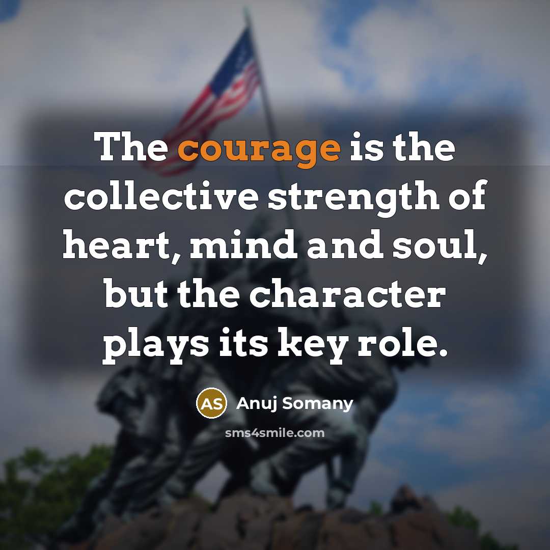 “The courage is the collective strength of heart, mind and…” quote by Anuj Somany