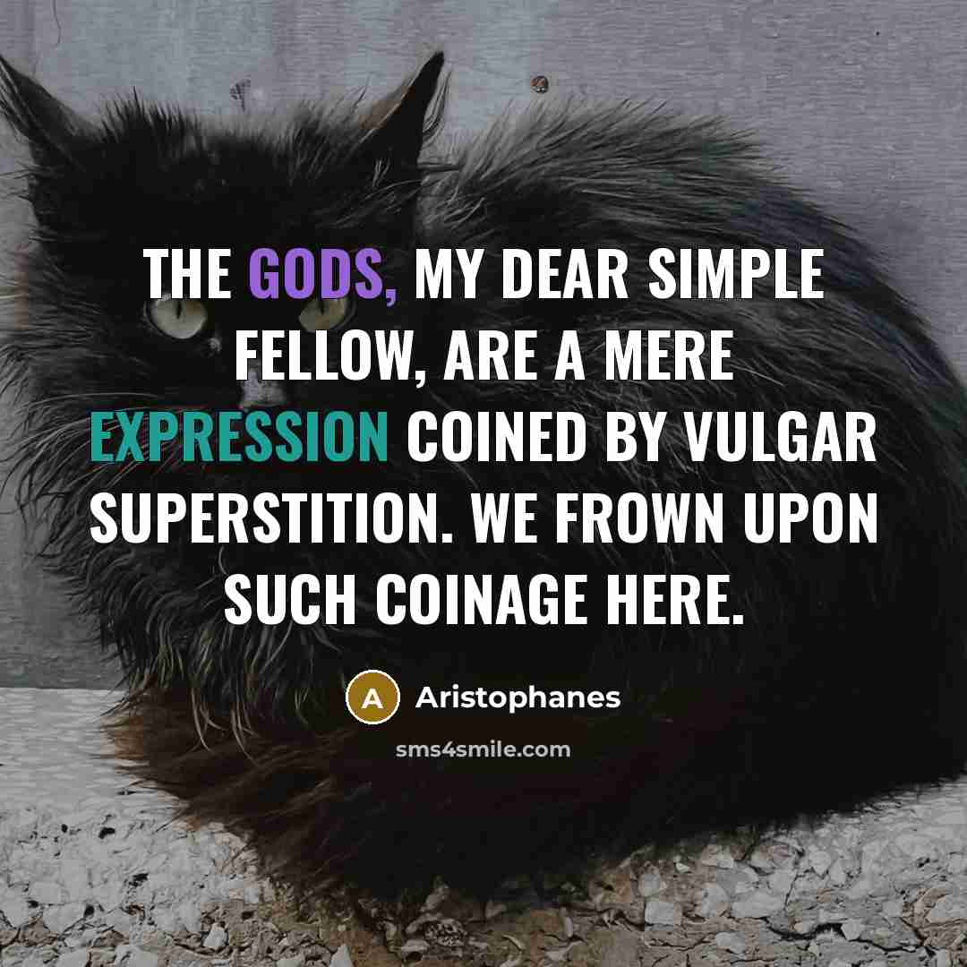 “The gods, my dear simple fellow, are a mere expression…” quote by Aristophanes