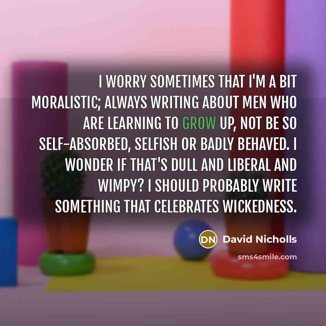 “I worry sometimes that I'm a bit moralistic; always writing…” quote by David Nicholls