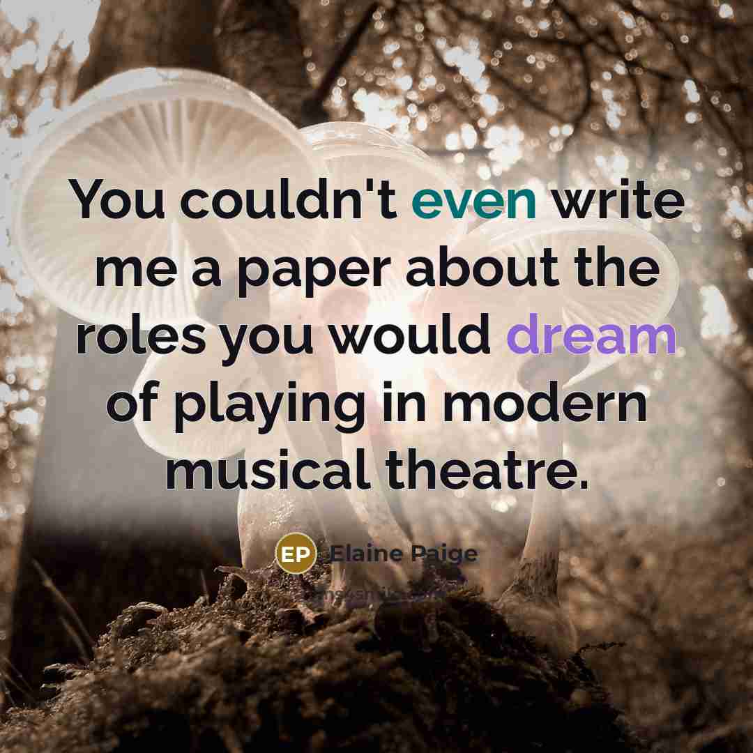 “You couldn't even write me a paper about the roles…” quote by Elaine Paige