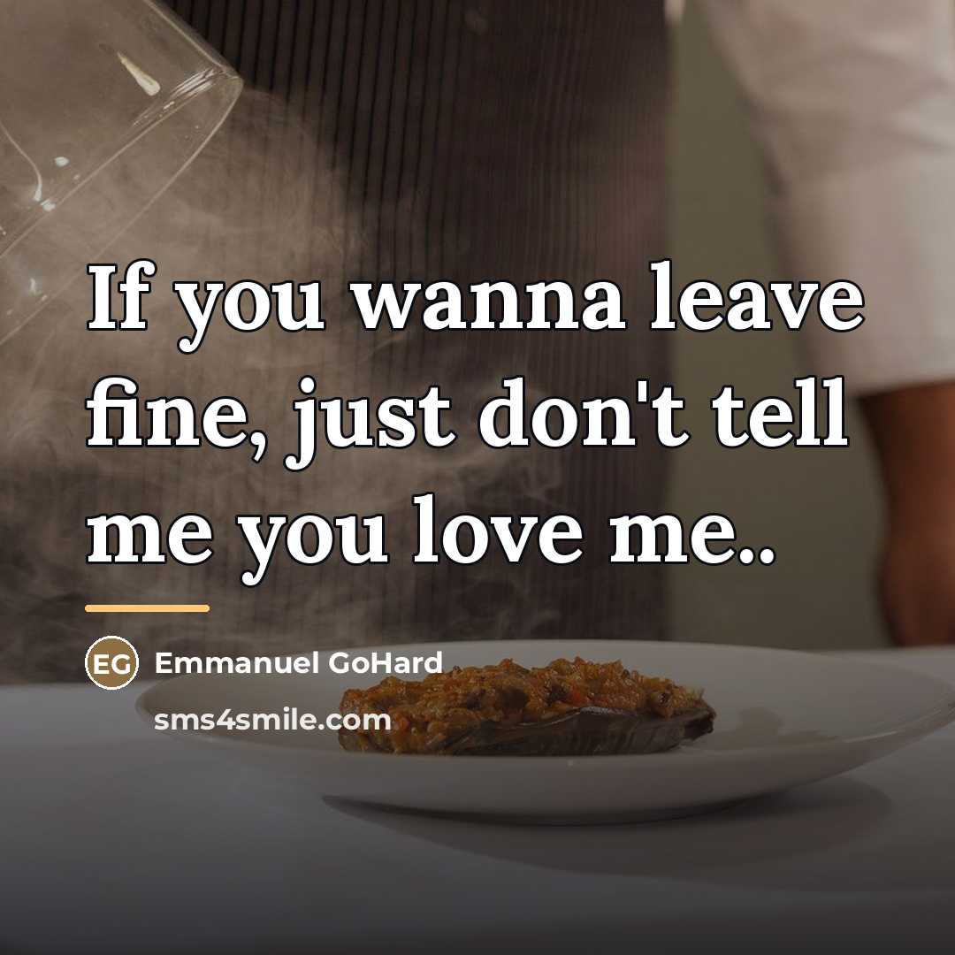 “If you wanna leave fine, just don't tell me you…” quote by Emmanuel GoHard