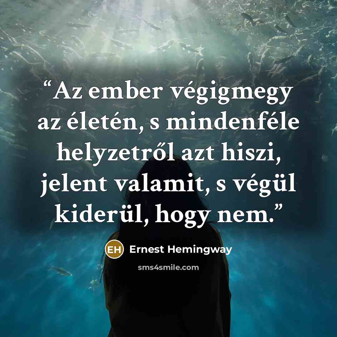 “Az ember végigmegy az életén, s mindenféle helyzetről azt hiszi, jelent valamit, s végül kiderül, hogy nem.” quote by Ernest Hemingway