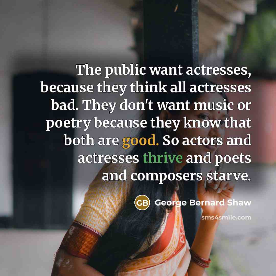 “The public want actresses, because they think all actresses bad.…” quote by George Bernard Shaw