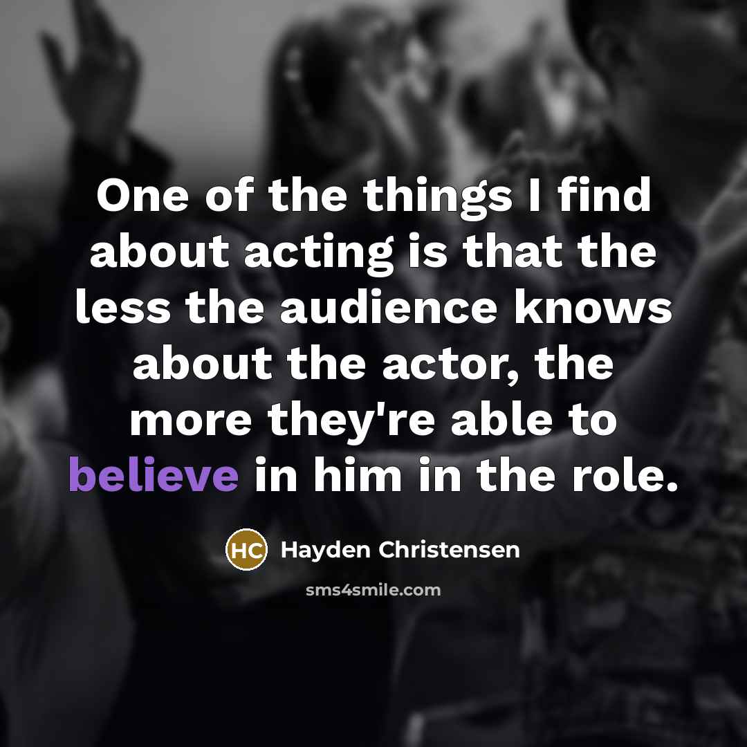 “One of the things I find about acting is that…” quote by Hayden Christensen
