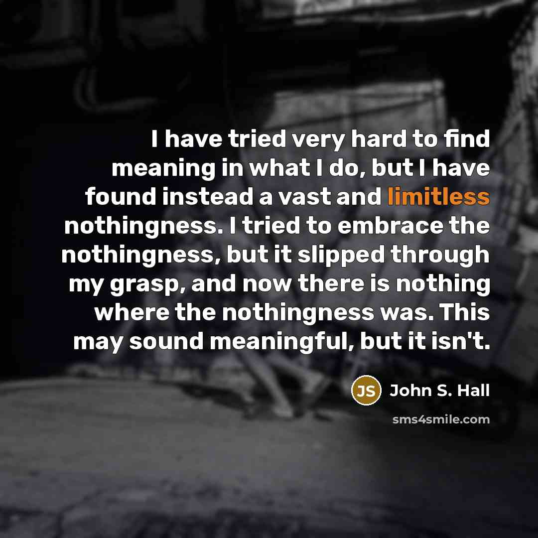 “I have tried very hard to find meaning in what…” quote by John S. Hall