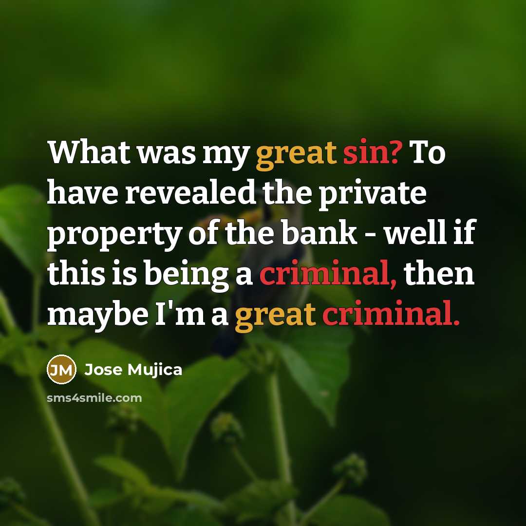 “What was my great sin? To have revealed the private…” quote by Jose Mujica