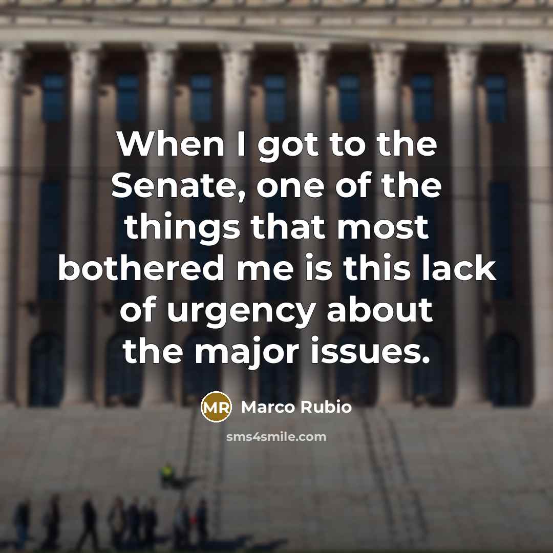 “When I got to the Senate, one of the things…” quote by Marco Rubio
