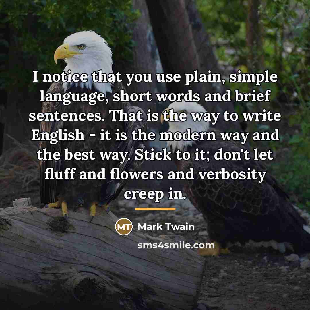 “I notice that you use plain, simple language, short words…” quote by Mark Twain