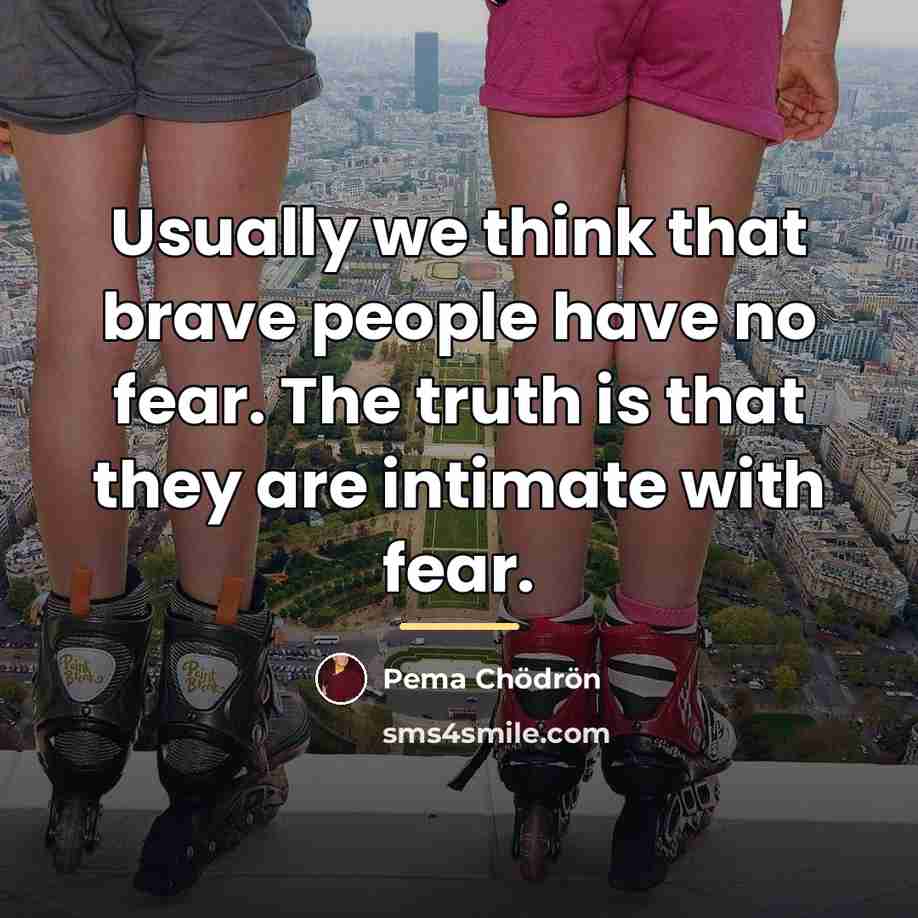“Usually we think that brave people have no fear. The…” quote by Pema Chodron
