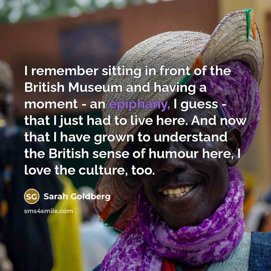 “I remember sitting in front of the British Museum and…” quote by Sarah Goldberg