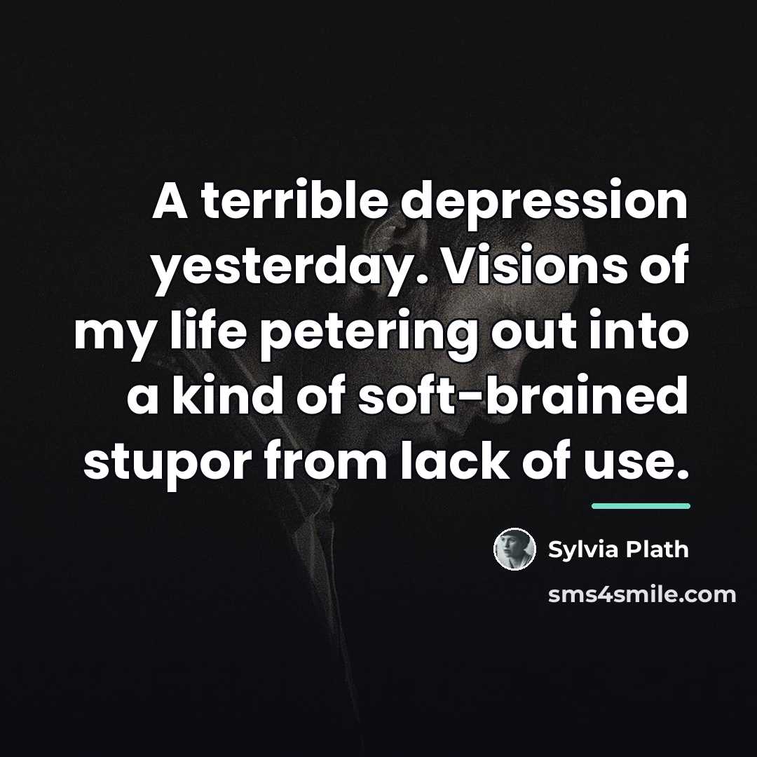 “A terrible depression yesterday. Visions of my life petering out…” quote by Sylvia Plath