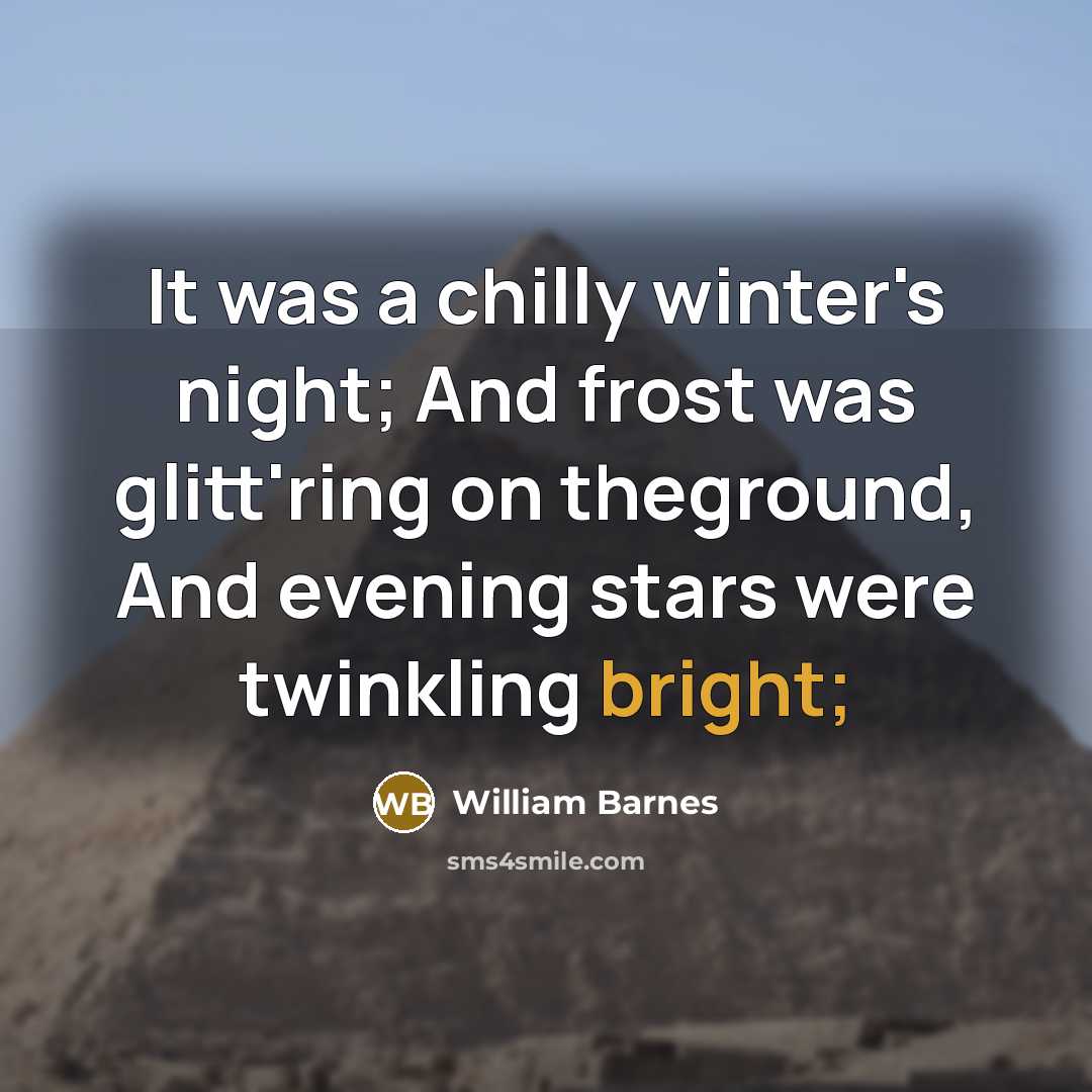 “It was a chilly winter's night; And frost was glitt'ring…” quote by William Barnes