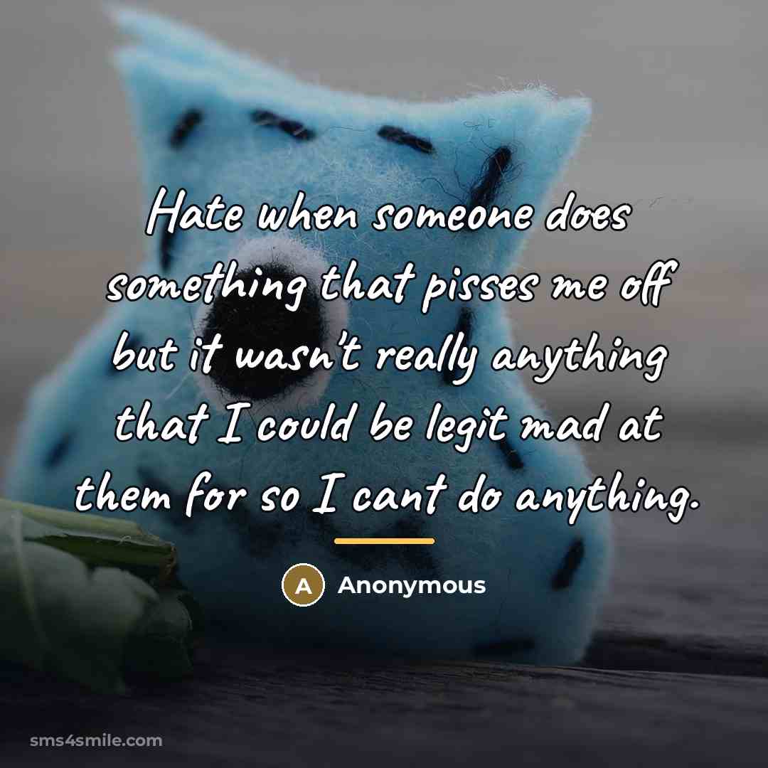 “Hate when someone does something that pisses me off but…” quote by Anonymous