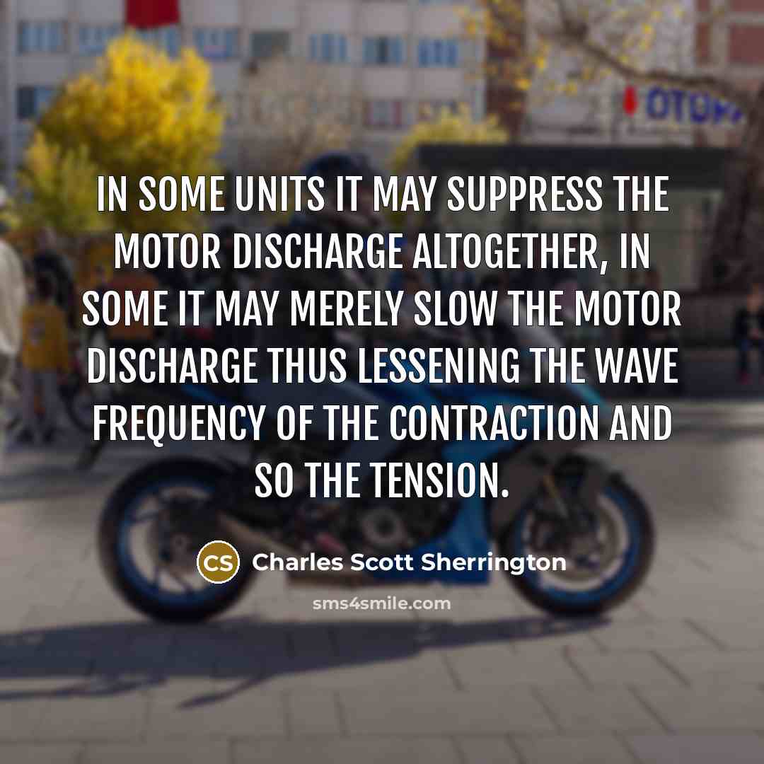“In some units it may suppress the motor discharge altogether,…” quote by Charles Scott Sherrington