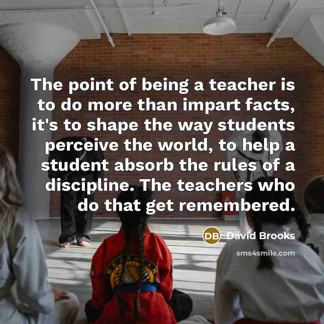 “The point of being a teacher is to do more…” quote by David Brooks