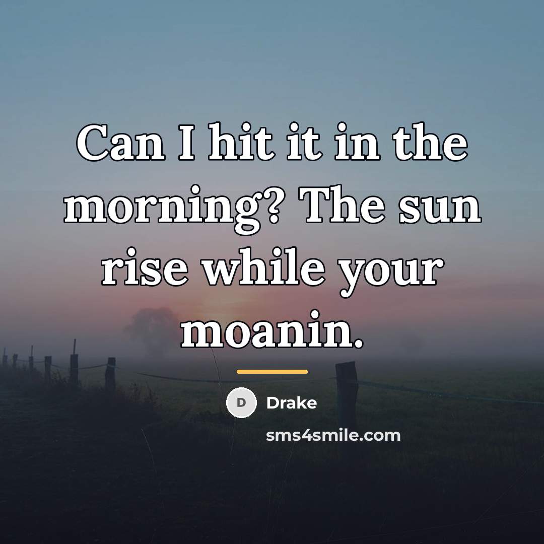 “Can I hit it in the morning? The sun rise…” quote by Drake