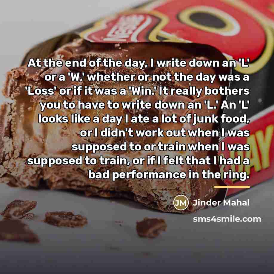 “At the end of the day, I write down an…” quote by Jinder Mahal