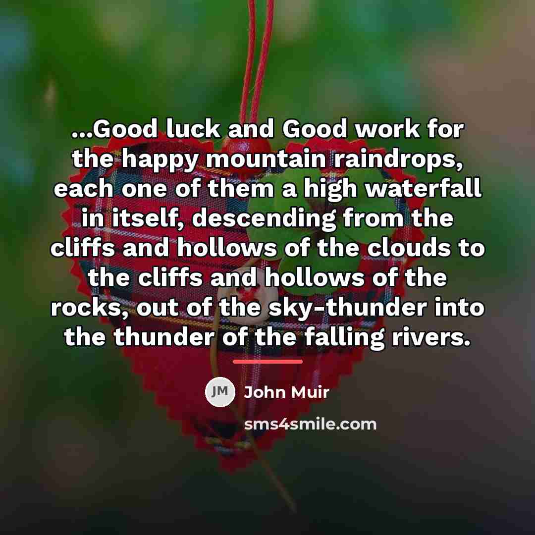 “...Good luck and Good work for the happy mountain raindrops,…” quote by John Muir