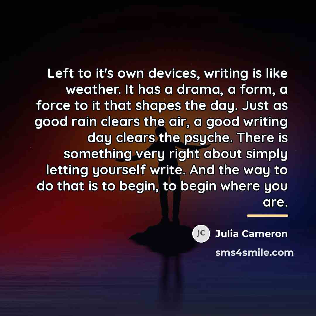 “Left to it's own devices, writing is like weather. It…” quote by Julia Cameron