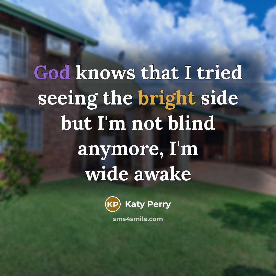 “God knows that I tried seeing the bright side but…” quote by Katy Perry