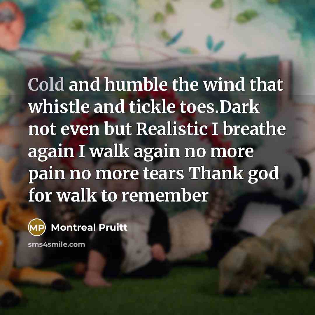 “Cold and humble the wind that whistle and tickle toes.Dark…” quote by Montreal Pruitt