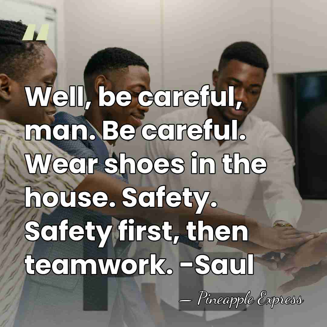 Well, be careful, man. Be careful. Wear shoes in the house. Safety.&hellip; - Pineapple Express