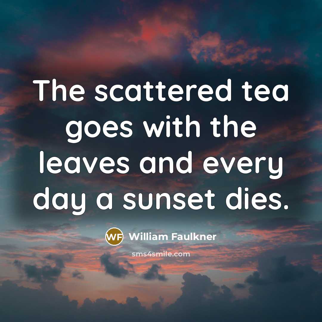 “The scattered tea goes with the leaves and every day…” quote by William Faulkner