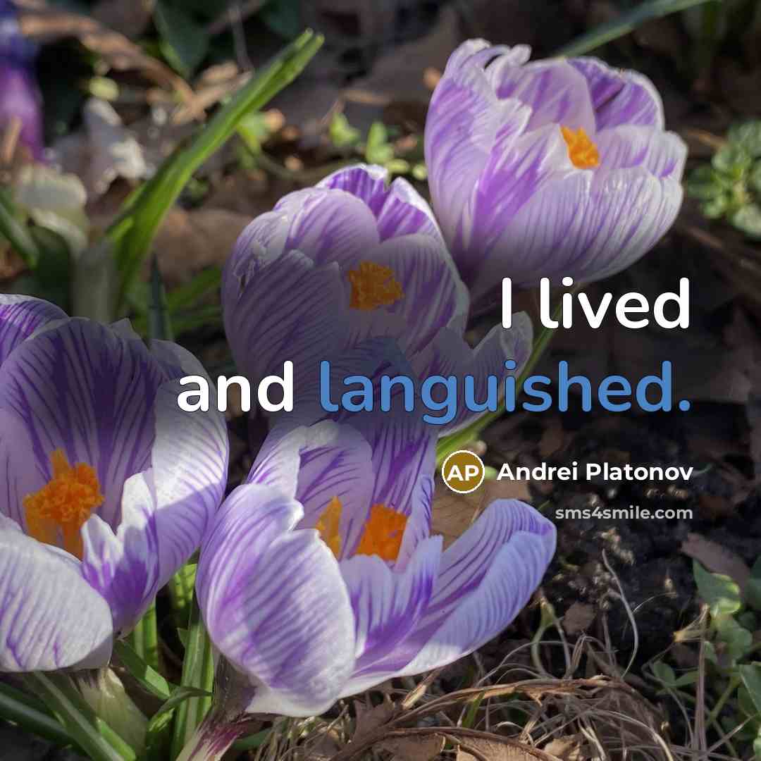 “I lived and languished.” quote by Andrei Platonov
