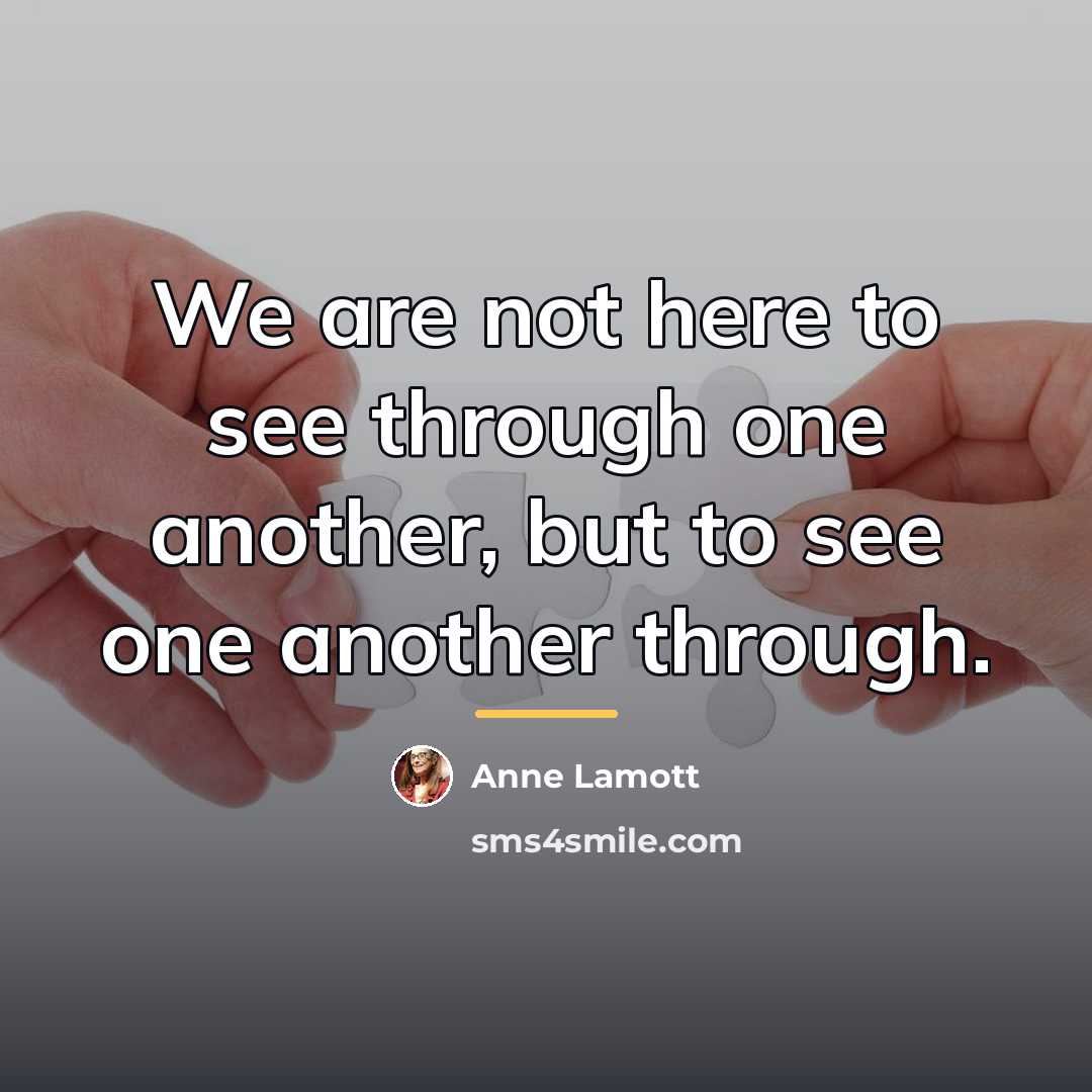 “We are not here to see through one another, but…” quote by Anne Lamott