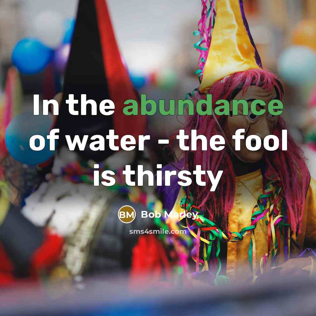 “In the abundance of water - the fool is thirsty…” quote by Bob Marley