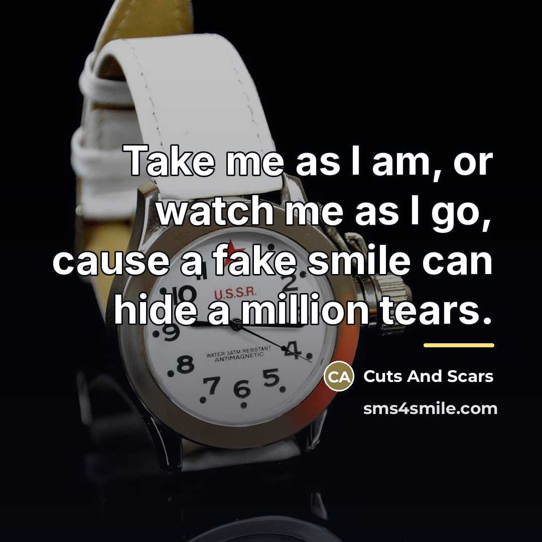 “Take me as I am, or watch me as I…” quote by Cuts And Scars