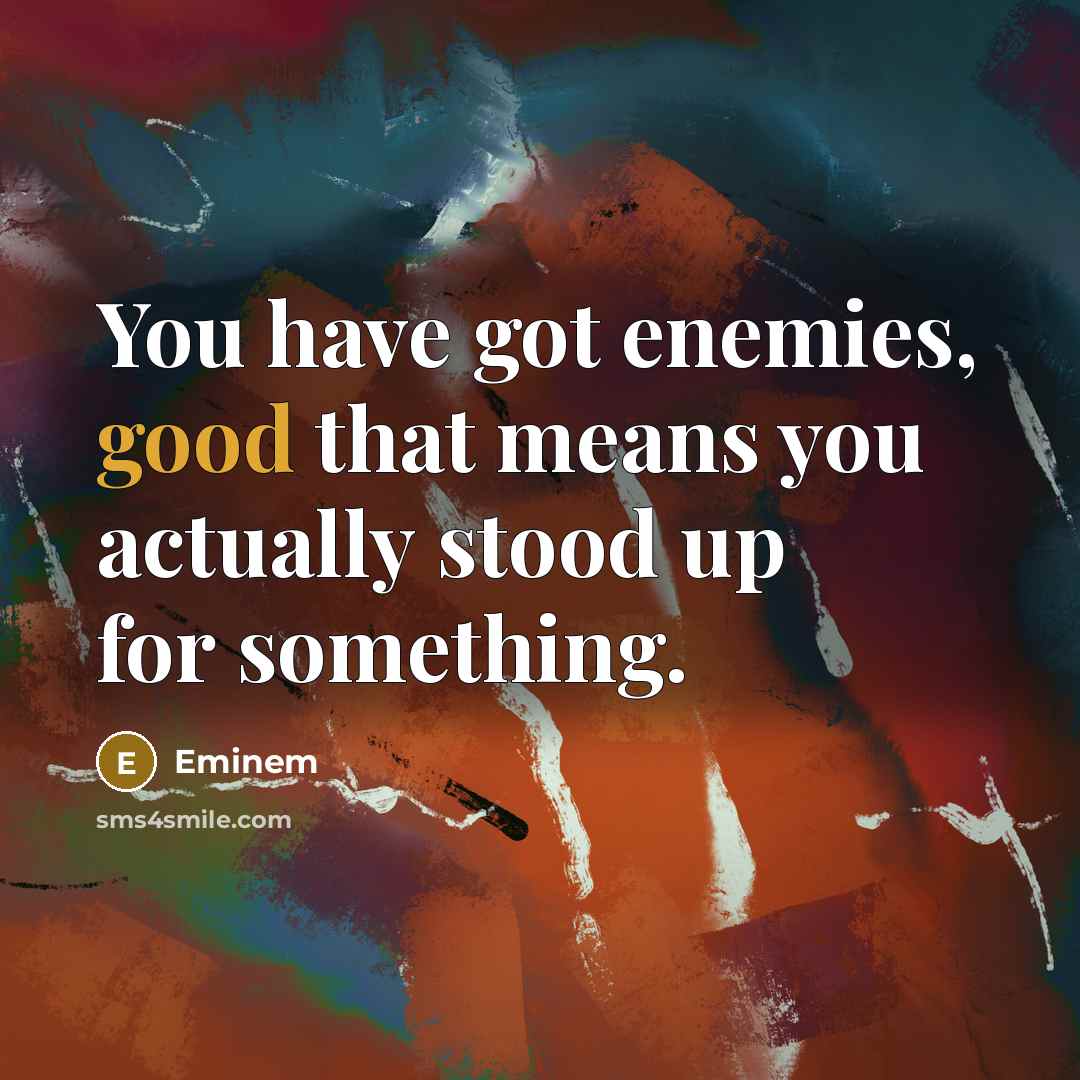 “You have got enemies, good that means you actually stood…” quote by Eminem