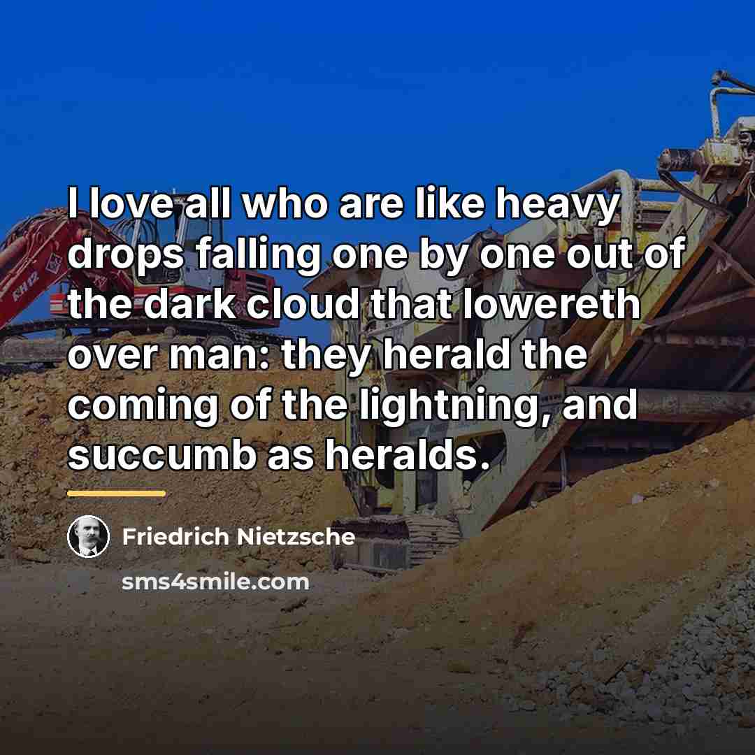 “I love all who are like heavy drops falling one…” quote by Friedrich Nietzsche