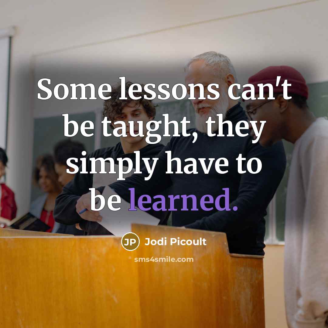 “Some lessons can't be taught, they simply have to be…” quote by Jodi Picoult