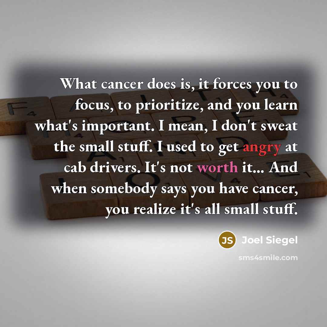 “What cancer does is, it forces you to focus, to…” quote by Joel Siegel