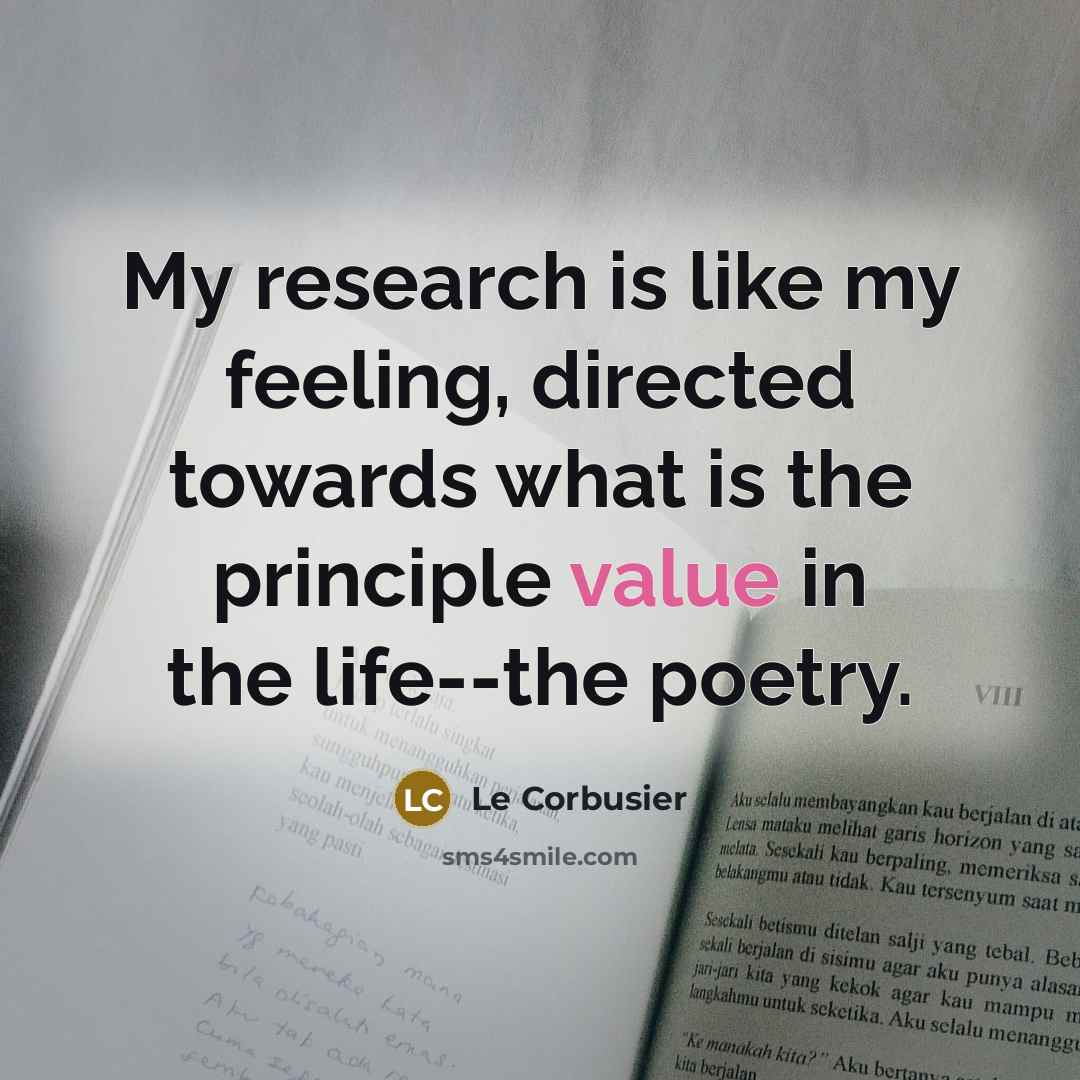 “My research is like my feeling, directed towards what is…” quote by Le Corbusier